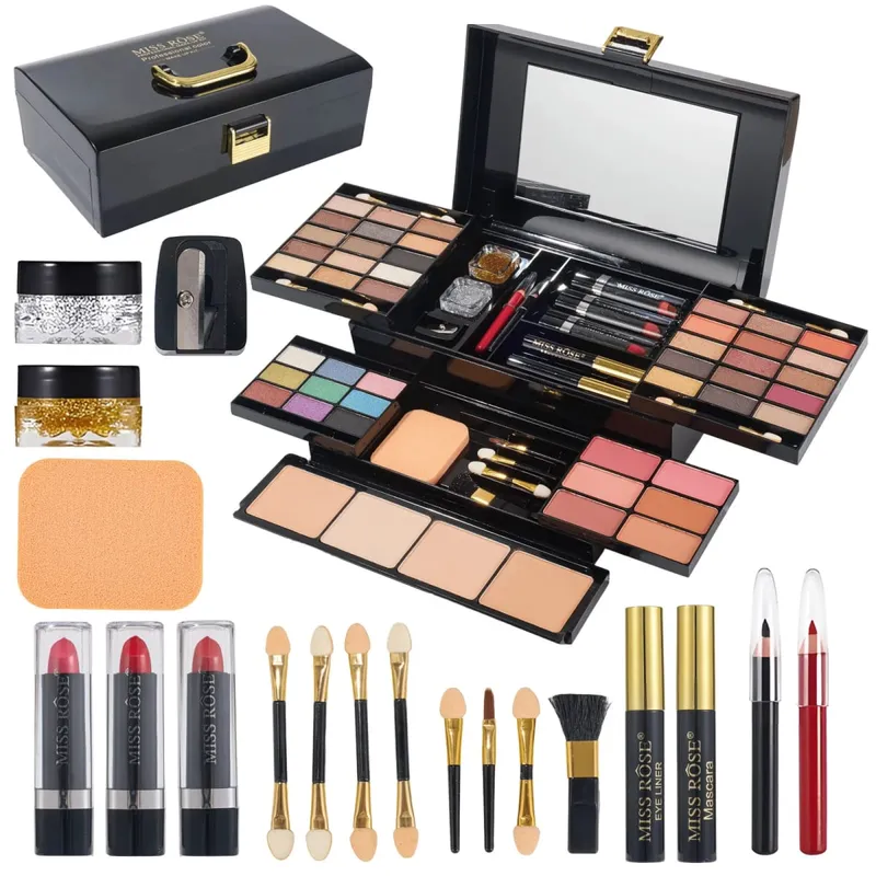 All-in-One-Make-up-Paletten-Set, Kombination aus Lidschatten, Lipgloss, Lippenstift, Rouge, Highlight-Puder in einem kompakten Kit — image 4
