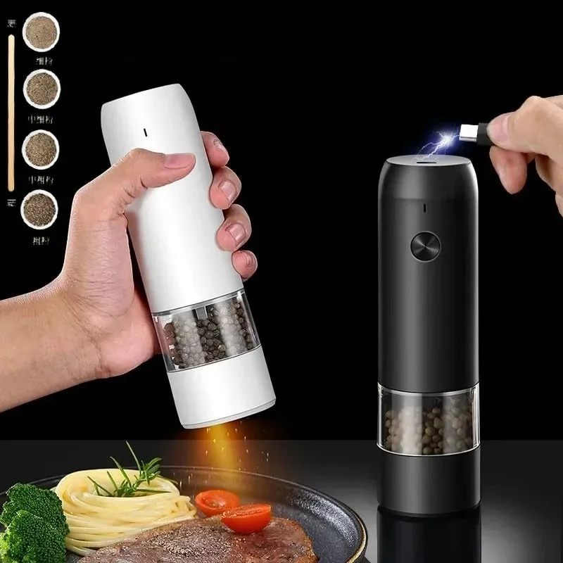 Conjunto elétrico automático de moedor de sal e pimenta, recarregável com usb, moedor de especiarias ajustável, ferramentas de cozinha — image 4