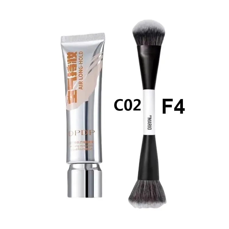 30ml DPDP 롱웨어 리퀴드 파운데이션(F4 듀얼 엔드 메이크업 브러쉬 세트 포함) - 오래 지속되는 커버력을 위한 베이스 코스메틱 어플리케이터 — image 12