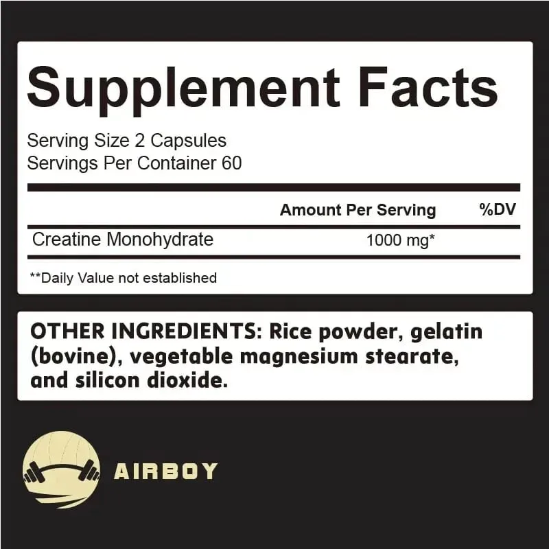 Creatine Monohydrate Capsules - Strength Muscle Performance Supplement for Men and Women Non-GMO and Gluten-Free — image 3
