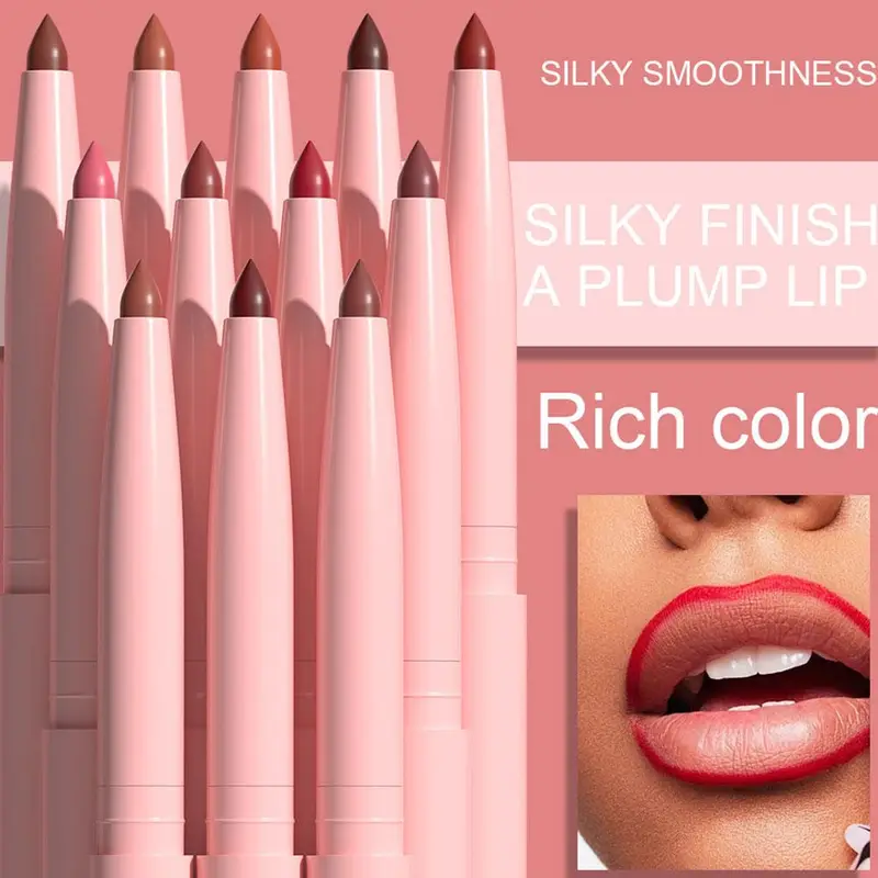 6 ชิ้น Velvet Matte Lip Liner ดินสอชุด Pigment Smooth Silky Texture ง่ายสี & Define Lip Contours daily Lip Makeup — image 2