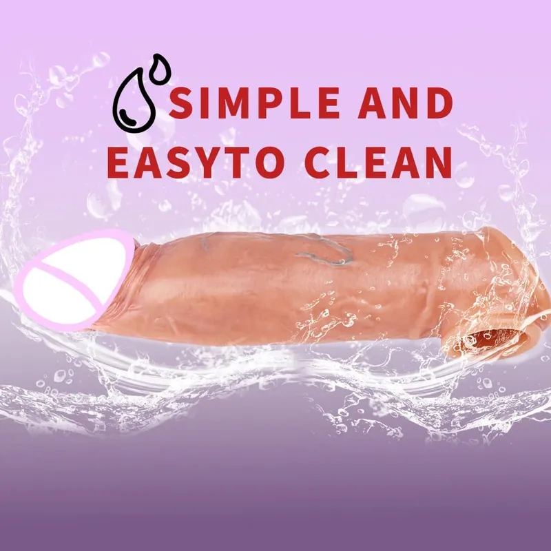 Realistic Reusable Penis Sleeve Thin Silicone Holster With Anti-snap Ring Cock Enlargement Extender For Men Delay Ejaculation — image 4