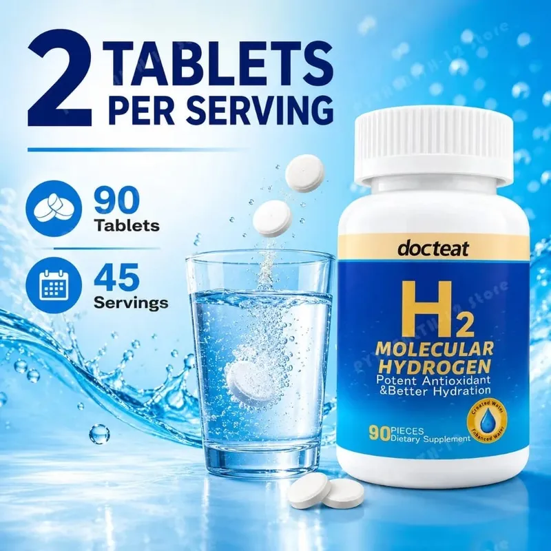 90 adet H2 Moleküler Hidrojen Su Tabletleri Magnezyum ile 160 mg Efervesan İçecek Takviyesi Seyahat Spor Salonu Ev Hidrasyon