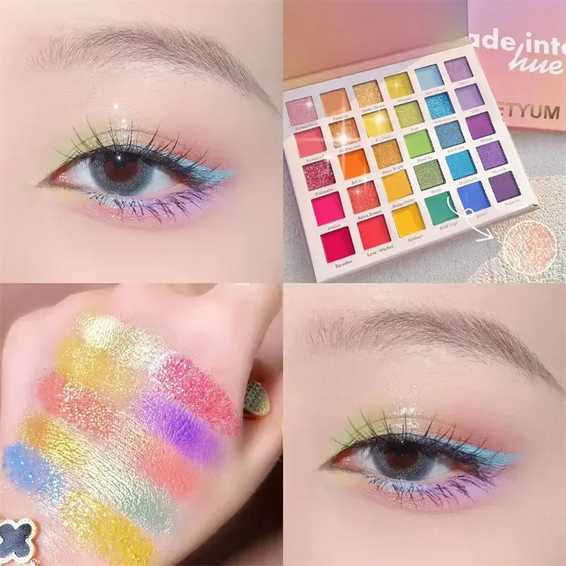30-Farben-Lidschatten-Palette, Regenbogen-Korallen-Perlen-Glitzer, matte Pailletten, Schimmer, hochpigmentierter Lidschatten, Make-up für Partys und Tanzshows — image 3
