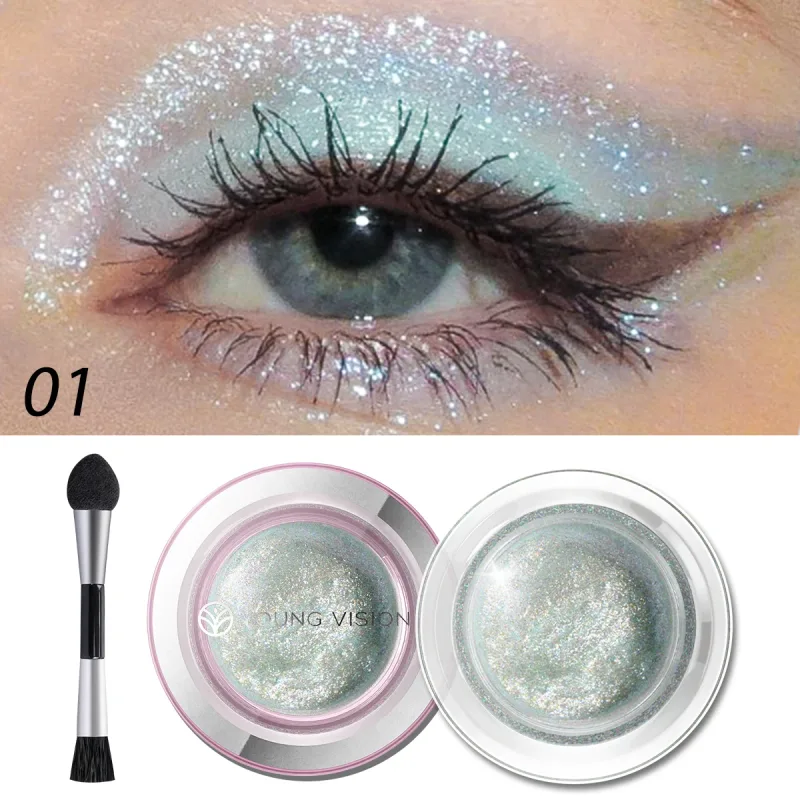 1 pièces surligneur liquide ombre à paupières imperméable Non gras longue durée surbrillance et ombre à paupières fumée avec pinceau de maquillage — image 8