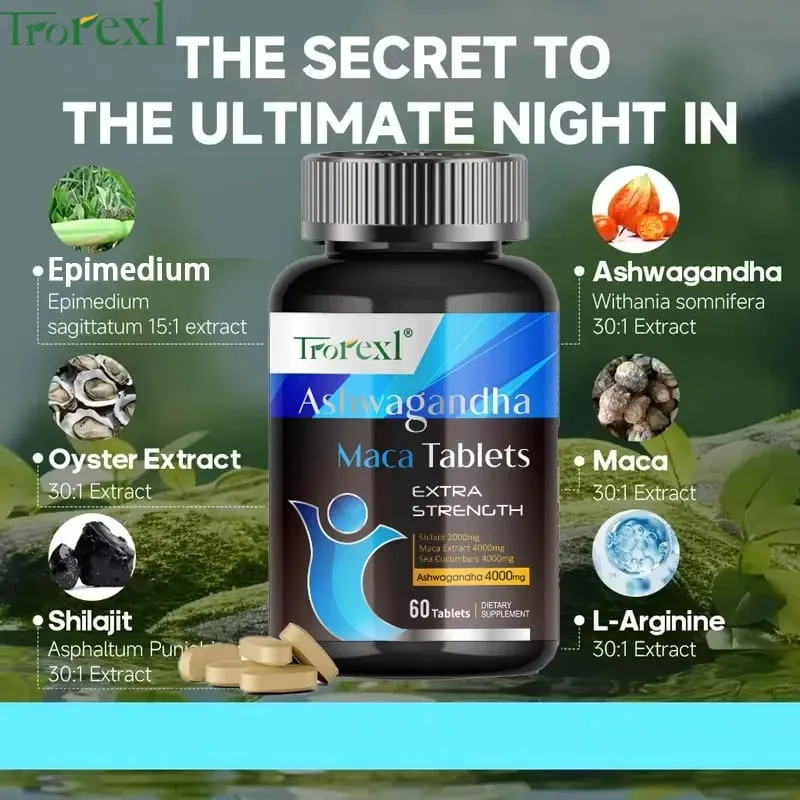 Ashwagandha Maca เม็ดอาหารเสริมเสริมชายปรับปรุงพลังงานและความอดทนส่งเสริมขนาดรองรับศักยภาพสูงสุด — image 4