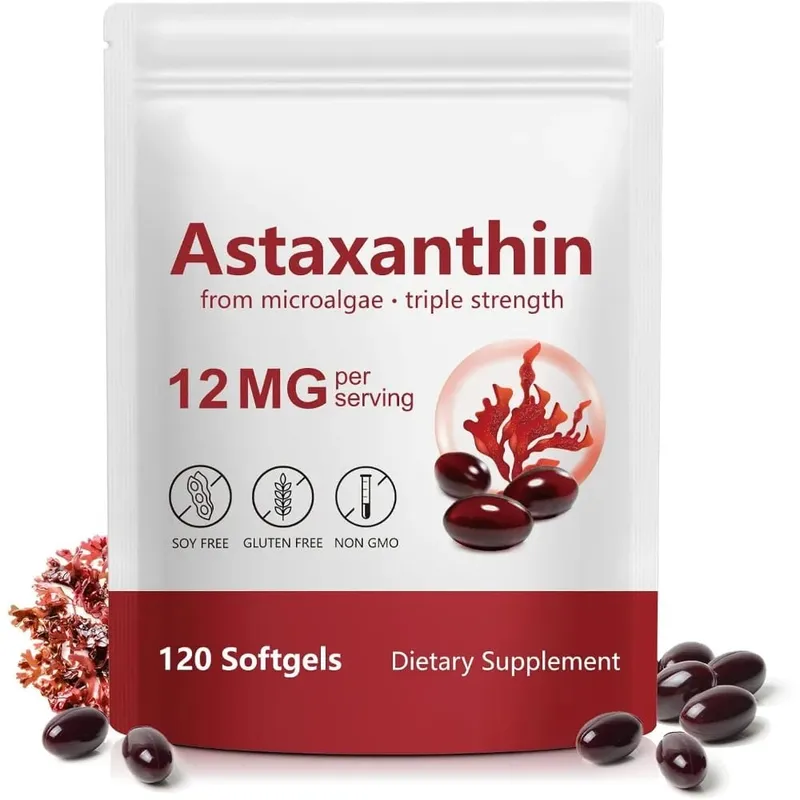 Astaxanthin Softgels 12mg pr. portion mikroalger 120 CT glutenfri sojafri ikke-GMO Vegansk understøtter antioxidantaktivitet