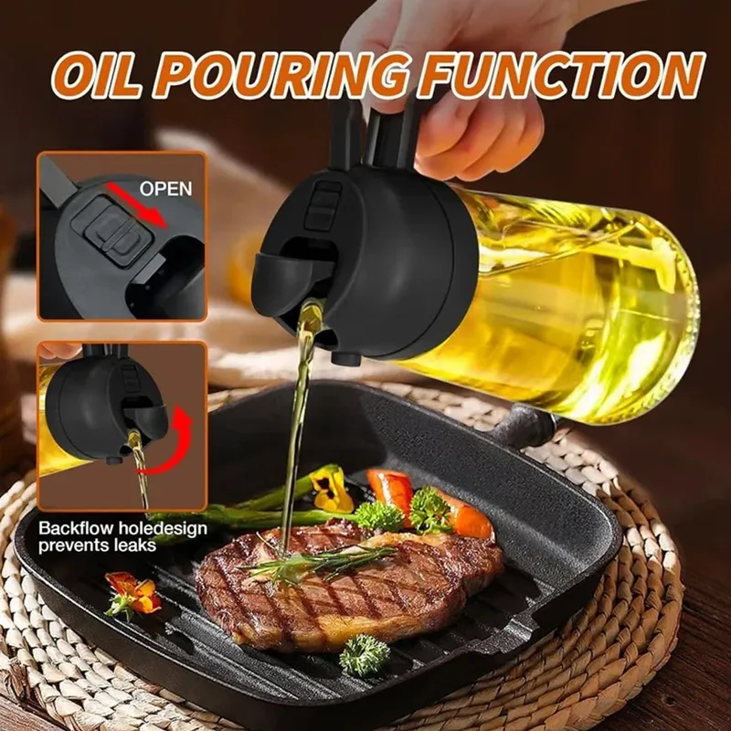 1–4 Stück 2-in-1-Sprayer, Ausgießer, Öl, leere Flasche, Kunststoff, Ölbehälter, Spender, Verdampfer, Küche, Grill, Camping, Kochutensilien — image 5