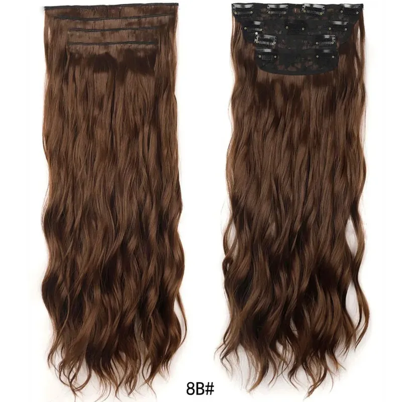 Jeedou pince dans les Extensions de cheveux 4 pièce/ensemble synthétique longs ondulés cheveux épais rebondissant bouclés pleine tête postiche aspect naturel — image 17