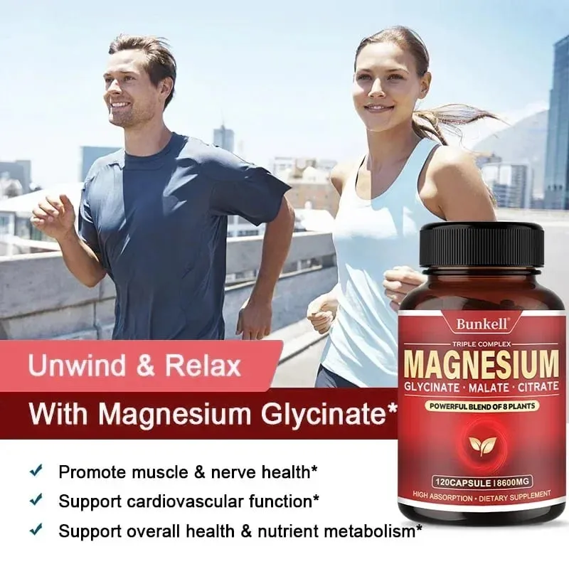 High Absorption Magnesium Glycinate Malate Citrate 100% Chelated Non-GMO Vegetarian Gluten Free 8 600 Mg 120 Capsules — image 4