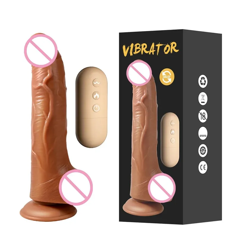 Teleskopopvarmning Realistisk Dildo Vibrator Fjernbetjening Big Penis Massager Vaginal Anal Onani 18 Voksen Sexlegetøj Kvinder — image 13