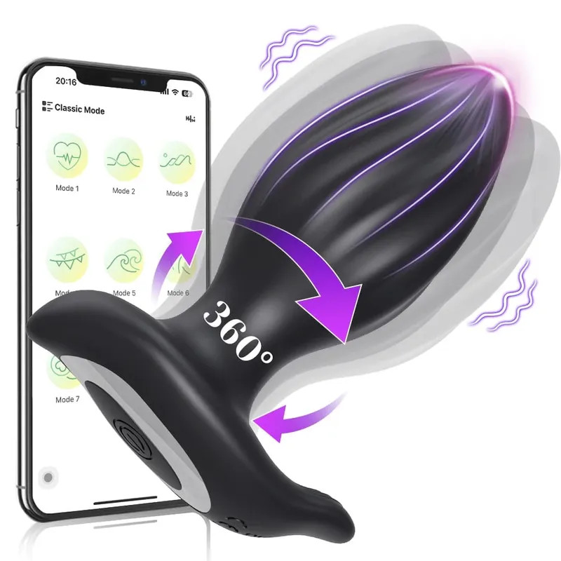 APP 제어 회전 엉덩이 플러그 남성 여성을 위한 항문 진동기 360° 흔들기 전립선 마사지 남성용 게이 섹스 토이를 위한 항문 플러그 — image 8