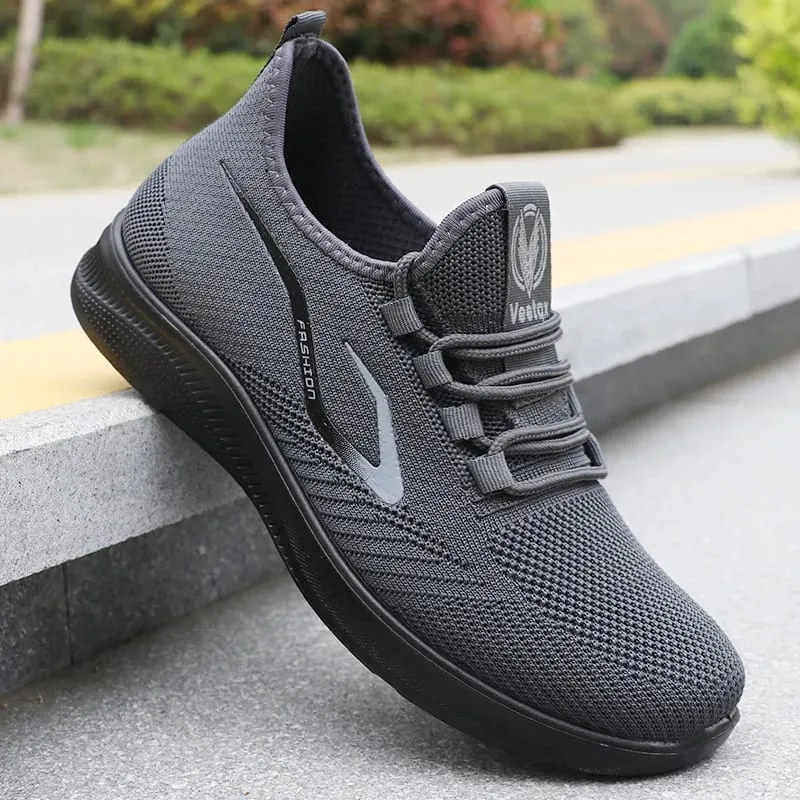 Męskie modne, solidnie tkane, dzianinowe buty do biegania - Lekkie, oddychające, antypoślizgowe - Idealne buty sportowe na świeżym powietrzu — image 4