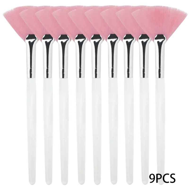 3/9 Pezzi Pennelli per maschera a ventaglio facciale Pennello per maschera morbida Applicatore Estetista Pennelli per maschera facciale per donne Ragazze Strumenti cosmetici — image 8