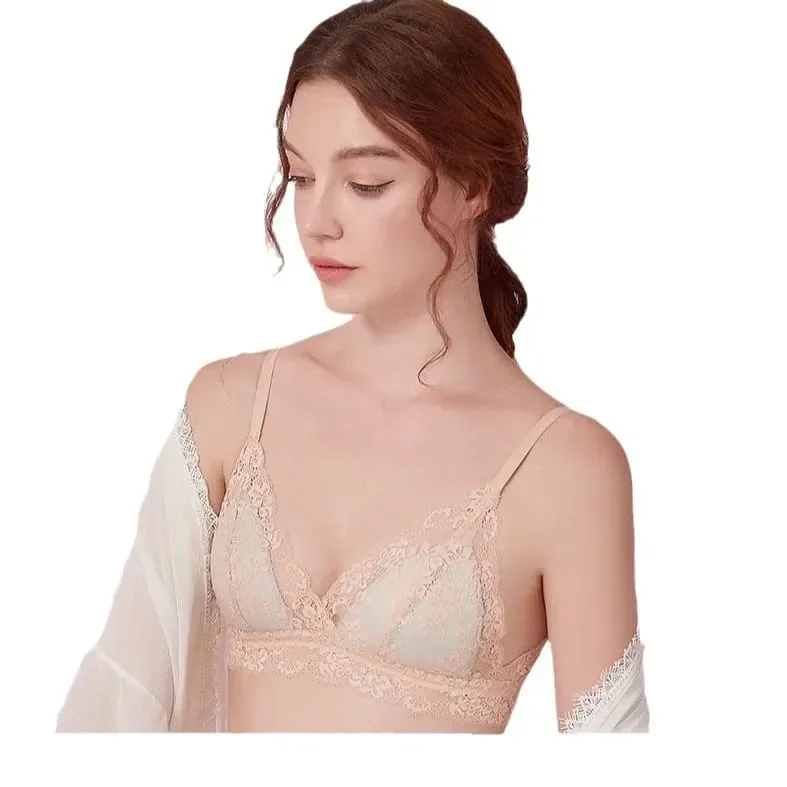 Conjunto de sutiã ultrafino de verão de renda roupa íntima feminina com orelha de coelho conjunto de sutiã triangular — image 4