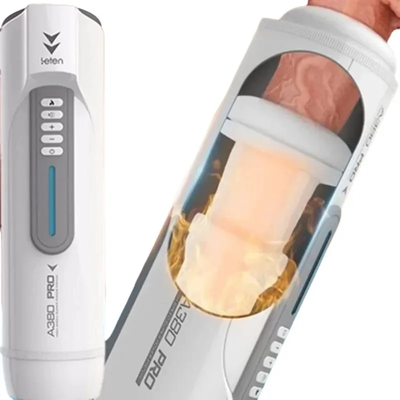 Leten-masturbador telescópico automático de pistón A380, máquina de masturbación masculina con calefacción y empuje de Vagina, Juguetes sexuales para hombres