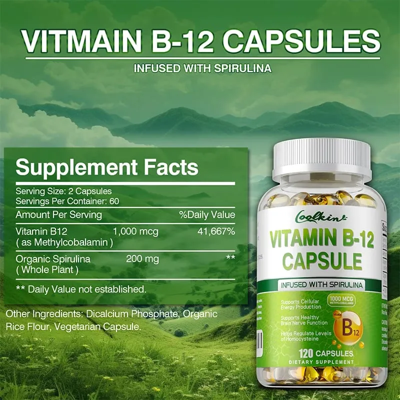 Vitamin B12 Kapsler - Methylcobalamin Supplement for Mind Energy Brain Mood Heart Support — image 3