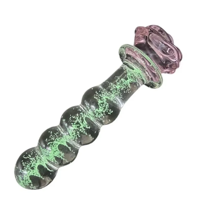 Luminous Glass Dildo Rose Anal Plug Glow in The Dark Butt Plug Anal Beads Penetration Anal Couples Play Adult Sex Toy Joinjjtoy — image 1