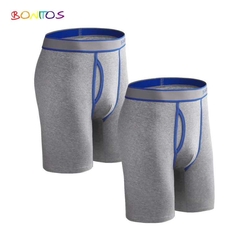 2pcs Pack Long Leg Boxer Shorts Men Panties Kit Homme Underpants Boxershorts Slip Underwear for Man Cotton Male Sexy Set Box Gym