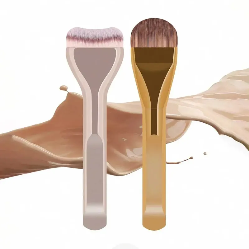 2 stk Foundation Makeup Børster Sæt Ultra tynd top maskebørste til flydende creme Kosmetik blanding skønhedsværktøj Premium gave
