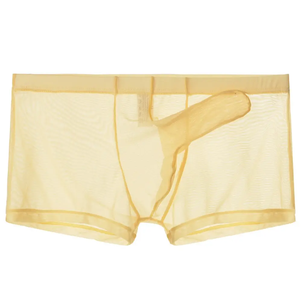 Sexy Men Mesh Transparent Lightweight Underwear See Through Breathable Boxer Briefs Panties Bullet Separation Male Boxer Panties