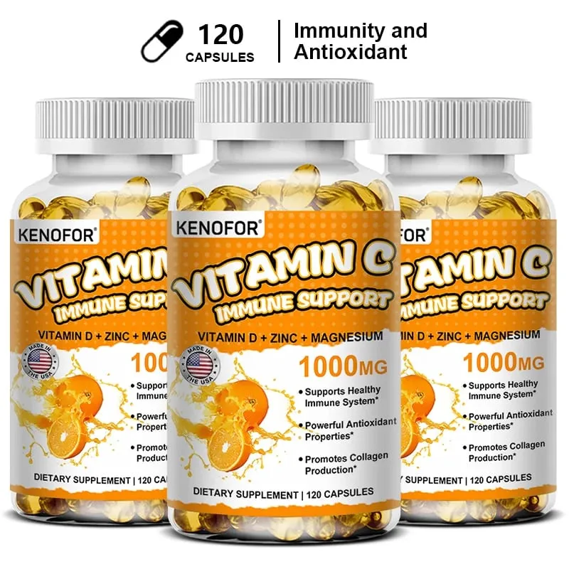 Cápsulas de vitamina C, antioxidante, suporte ao sistema imunológico, produção de energia celular, brilho da pele e síntese de colágeno — image 11
