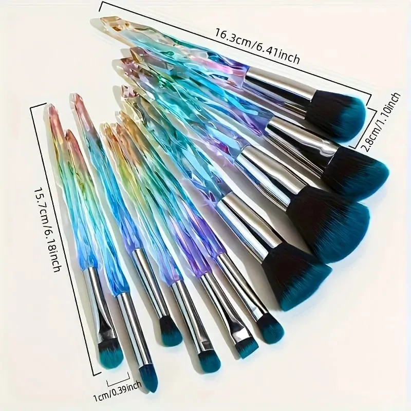 คริสตัลสีม่วง Handle ชุดแปรงแต่งหน้าผมสังเคราะห์นุ่ม Foundation Blush Eye Shadow แปรงเครื่องสำอาง Kit — image 6