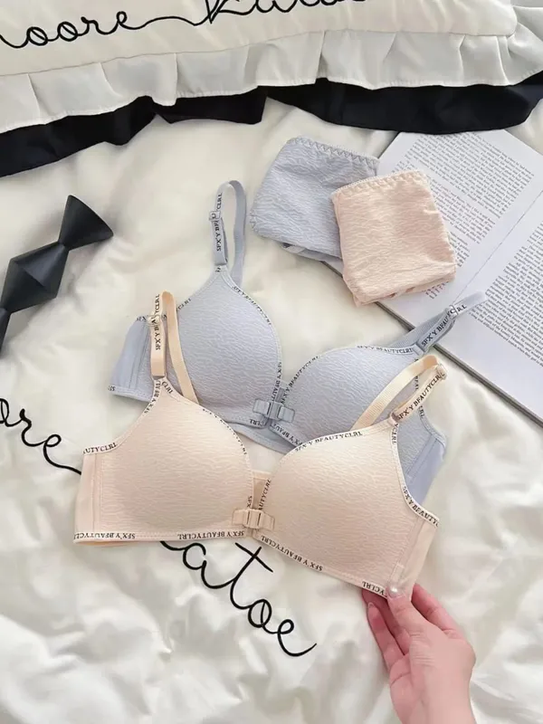 Set Pakaian Dalam Tekan Ke Atas Penutupan Depan Seksi untuk Payudara Kecil Coli Nipis Selesa Tanpa Cincin Keluli Tali Bahu Surat