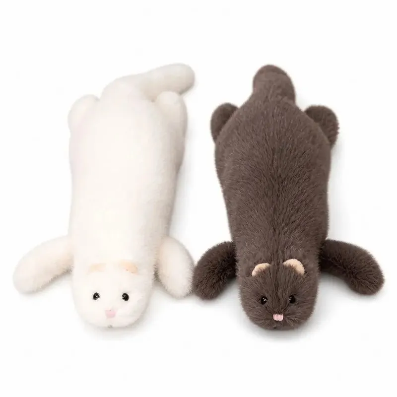 Oreiller en peluche furet doux, Texture moelleuse, coutures denses, Long coussin de furet, Expression mignonne, oreiller Animal en peluche — image 8