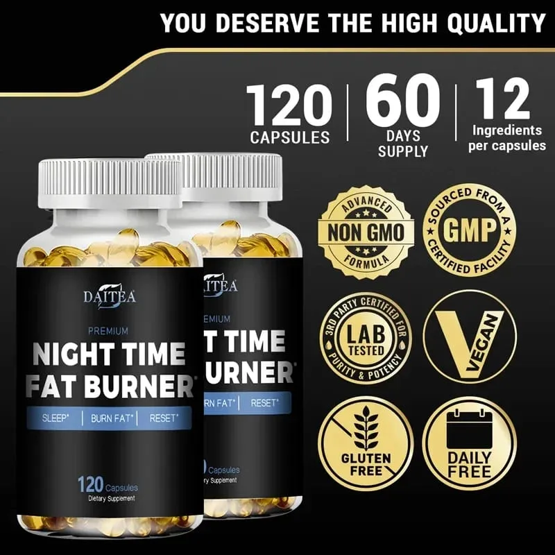 Daitea Night Fat Burning Supplement - with Vitamin D3 Green Coffee Beans Green Tea Natural Plants - Sleep & Weight Management — image 6