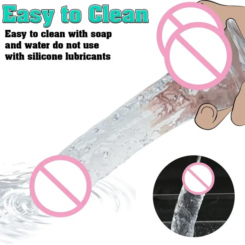 Různé velikosti Transparentní Soft Jelly Dildo Realistické Falešný Dick Penis s přísavkou Sexuální pomůcka pro masáž bodové vagíny G pro ženy — image 4
