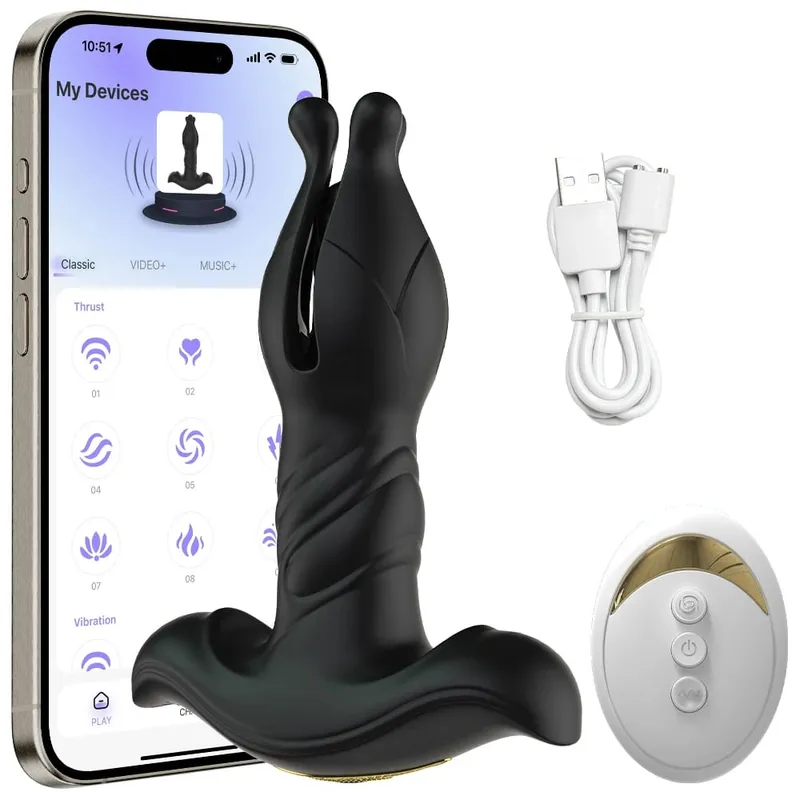 Tension Shock sbattimento spinta Butt Plug vibratore anale massaggiatore della prostata giocattolo anale APP telecomando doppio controllo giocattoli del sesso per gli uomini