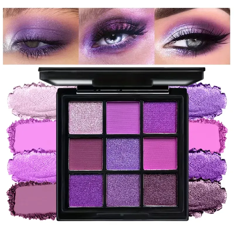 Paleta de sombras de ojos multicolor de 9 rejillas, brillo mate nacarado, sombra de ojos brillante de larga duración, paleta de maquillaje de ojos para mujer, cosmética — image 3