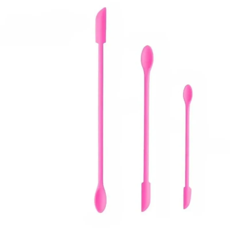 3 pçs espátula de silicone de cabeça dupla escova macia colher de escavação cosmética alongada jam raspagem colheres de maquiagem portátil conjunto — image 8