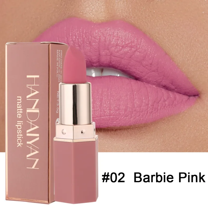 Moisturizing Matte Lipstick 6 Shades Long Lasting Non Transfer Nude Lip Gloss HANDAIYAN Cosmetics For Ladies — image 8