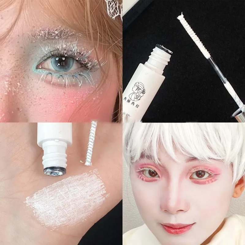 Rímel 3d de alongamento branco, à prova d'água, multifuncional, tintura de sobrancelha branca, creme, cosplay, palco, festa, ferramentas de maquiagem para os olhos — image 4