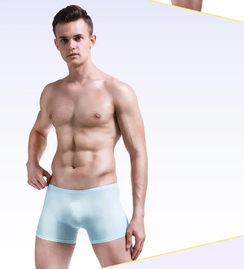 Eisseidenunterwäsche für Herren, nahtlos, ultradünn, transparent, Boxershorts, sexy, einteilig, Sommer, atmungsaktiv, Jugendflut, vier Ecken — image 15