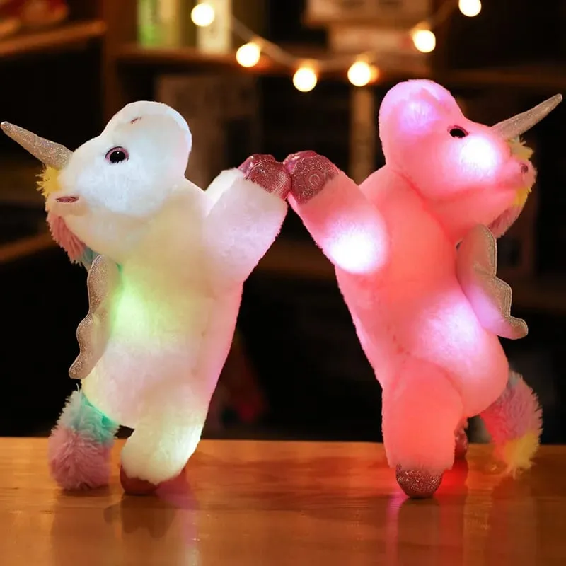 38cm kreativní hračka Světelný polštář Měkký vycpaný plyš svítící Jednorožec Polštář Led Light Hračky Dárek pro děti Děti Dívky — image 4