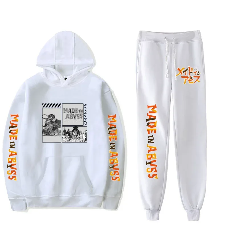 Harajuku Comfortable Made in abyss Print Sweatshirt Sweatpants Suit Men/Women Hoodies+ Trousers Suit Cute 2 Piece Set Clothes — image 4