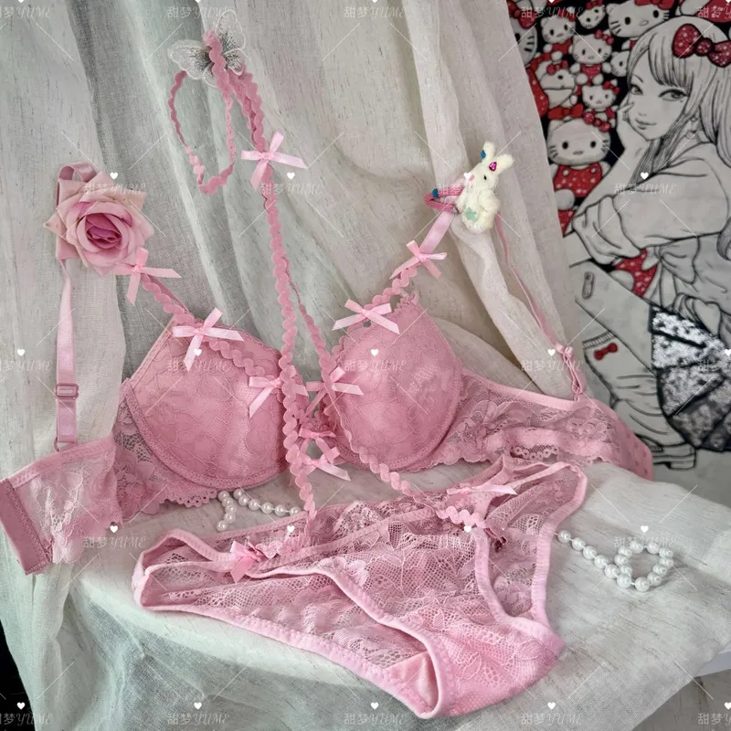Women Purple Butterfly Halter Bra Set Cross Strap Design Elegant Push Up Underwear Suit 2-38 Fashion Daily Lingerie — image 9