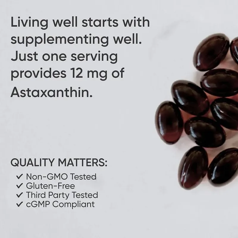 Astaxantina 12mg Integratori antiossidanti di astaxantina premium | Supporta la circolazione interna delle articolazioni oculari e la salute della pelle | Abbronzatura — image 4