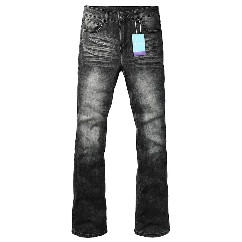 Jeans da uomo in denim con taglio a stivale Pantaloni in cotone di alta qualità neri grigi Pantaloni classici svasati elasticizzati slim