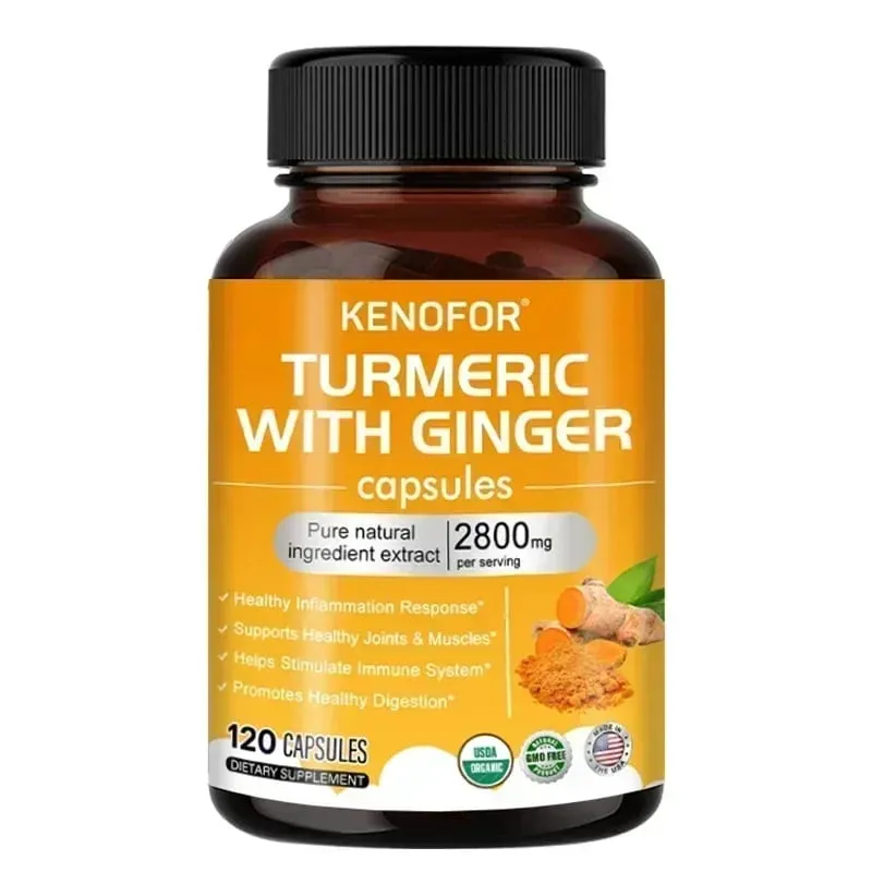 Curcuma Capsule di curcumina 1600 mg con zenzero e MSM Supporto antiossidante Comfort articolare Cuore Benessere cognitivo e digestivo — image 9