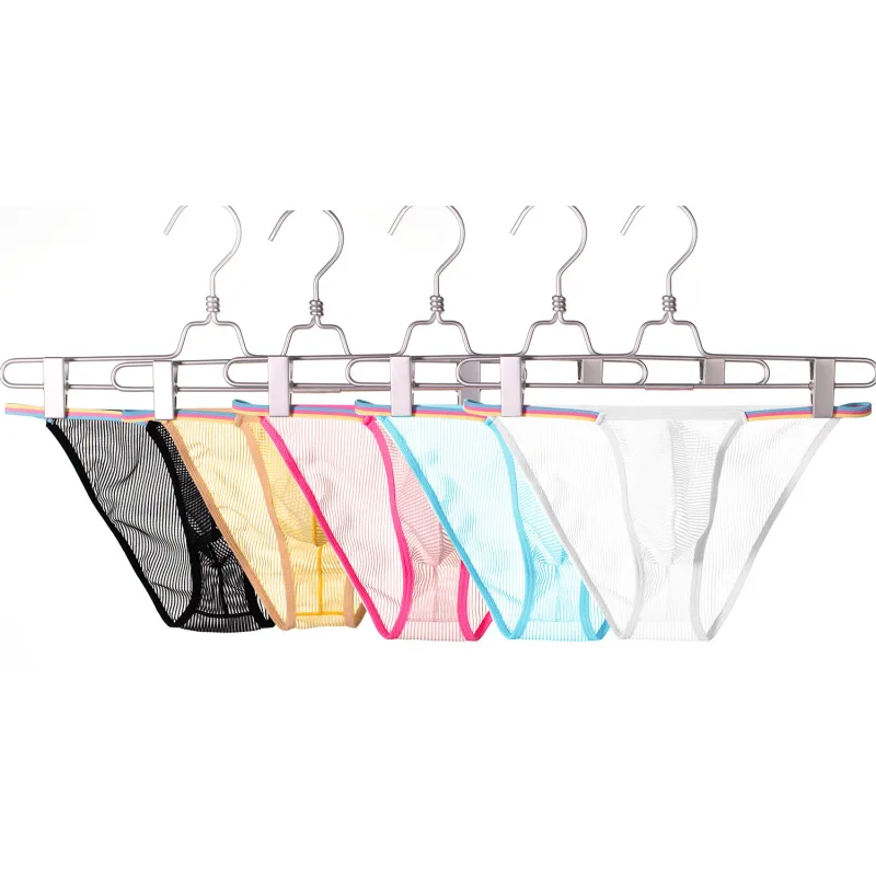 Herren-Slips mit niedriger Taille, durchsichtiges gestreiftes Design, weich, bequem, atmungsaktiv, schnell trocknend, Unterwäsche für Männer, 5 Farben erhältlich, S-XL — image 8