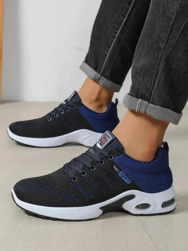 Tênis casual masculino malha respirável rendas até versátil leve sola macia caminhada diária calçado de corrida para uso ao ar livre — image 7