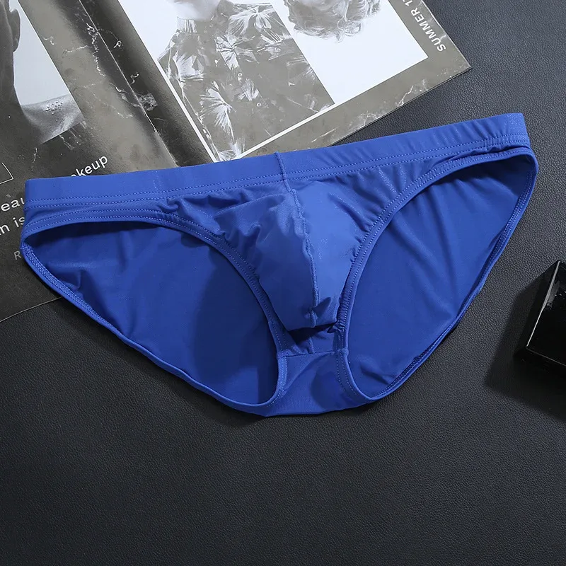 Seamless Ice Silk Briefs Men Big U Pouch Sexy Ice Silk Bikini Underwear Plus Size Low Rise Solid Color Male Panties — image 13