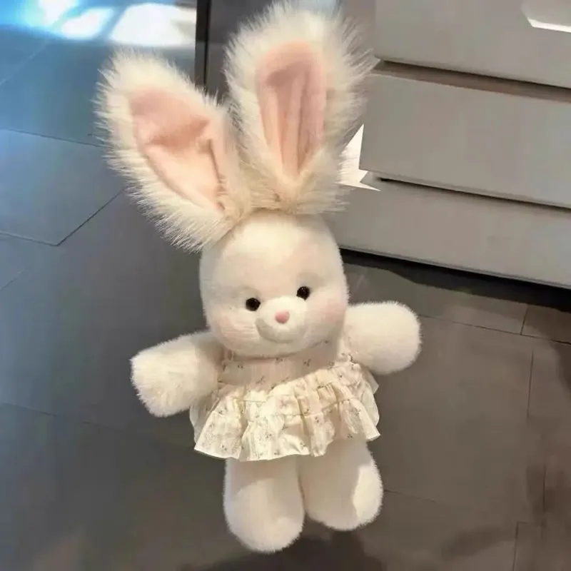 Bantal Plush Haiwan Boneka Arnab Lembut Bantal Boneka Boneka 17.7 inci yang comel dengan Boneka Boneka Telinga Panjang Sokongan Emosi — image 3