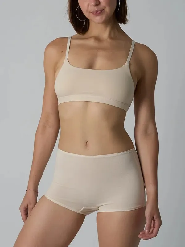 Set di bralette e pantaloncini da ragazzo senza ferretto in cotone - Set di due pezzi di lingerie in maglia a coste non imbottita