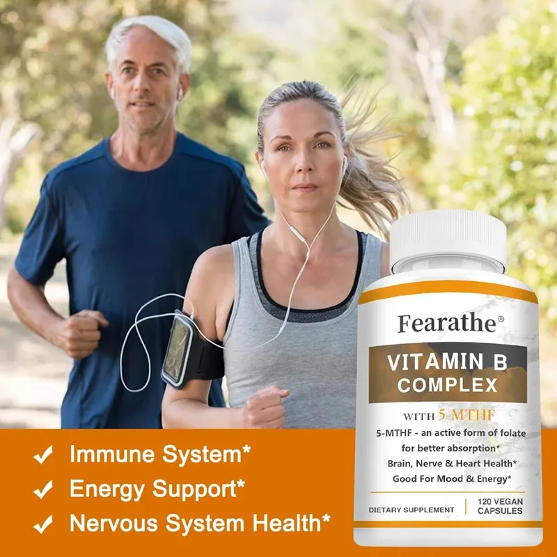 Vitamin B Complex with 5-MTHF Folic Acid for Immune System and Energy Support Brain Nerve and Heart Health — image 2