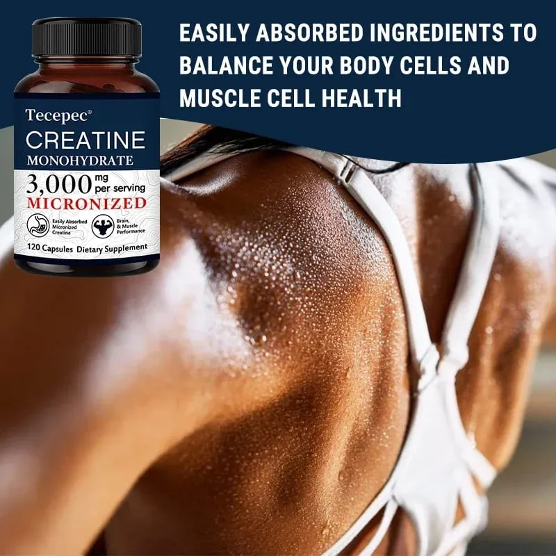 Creatine Monohydrate 3000 mg Capsules Supports Pre-Workout and Healthy Muscles Focus & Memory Easy to Absorb Easy to Swallow — image 6